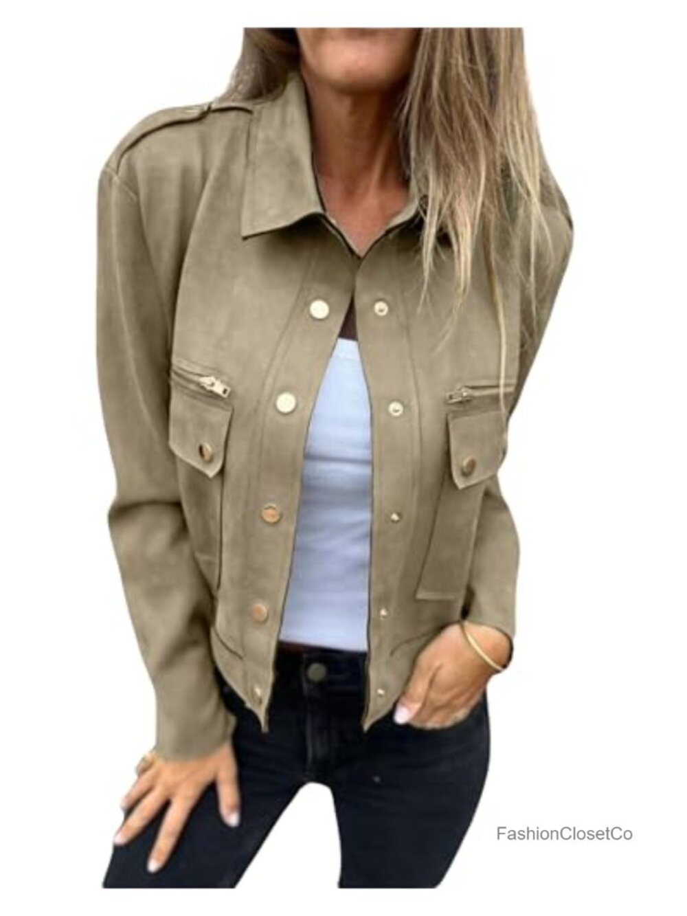 Faux Suede Cropped Moto Biker Bomber Jacket Women Slim Fit